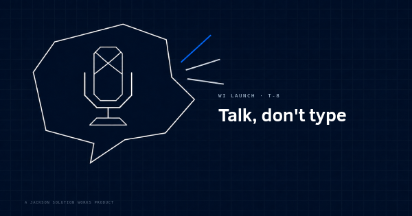 Speech bubble and microphone icon representing voice-first job capture in ScopeAccord