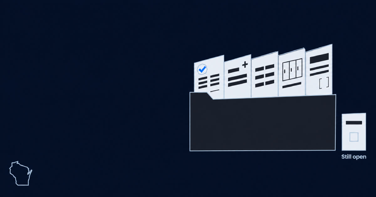 An organized project folder containing contracts, changes, payment records, photos, and warranties, with a visible remaining-item card