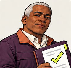Adam, the Agree assistant, holding a contract folder with a Citron check